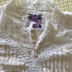 Free People cream lace shirt